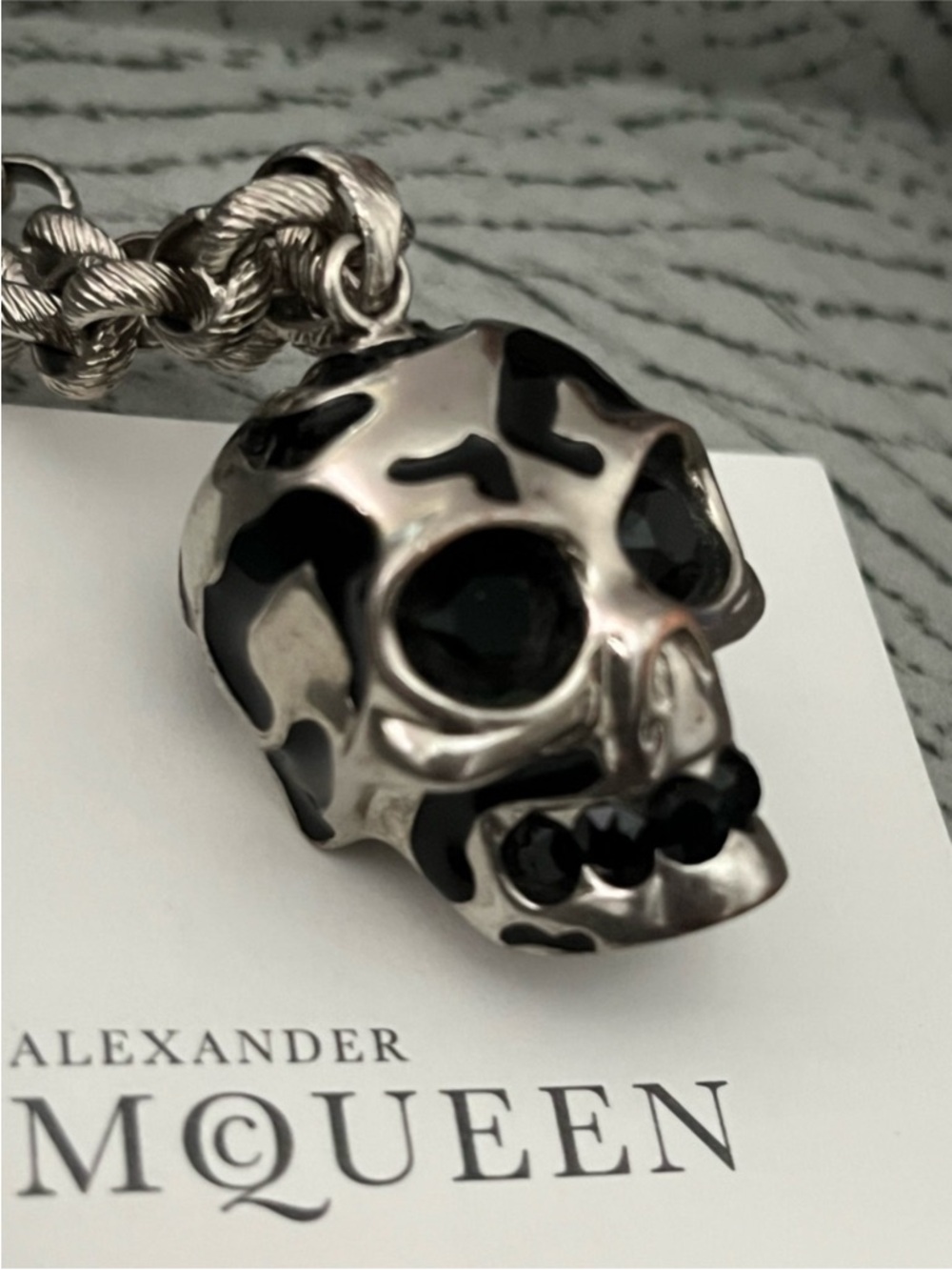 Alexander McQueen Silver and Black Skull Necklace